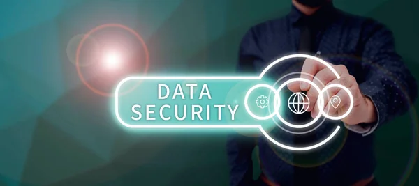 Firma Mostrando Seguridad Datos Concepto Que Significa Confidencialidad Cifrado Discos — Foto de Stock