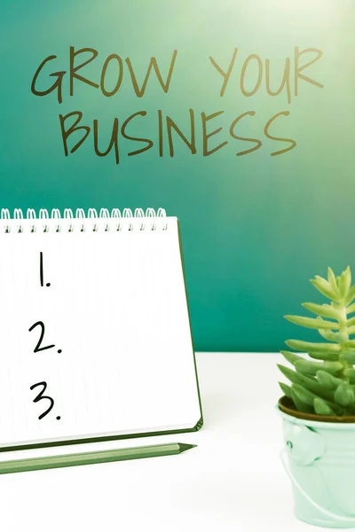 Hand Writing Sign Grow Your Businessachieve Higher Profit Provide Better — Stock Photo, Image