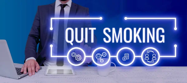 Text Showing Inspiration Quit Smoking Business Showcase Discontinuing Stopping Use — Stock Photo, Image
