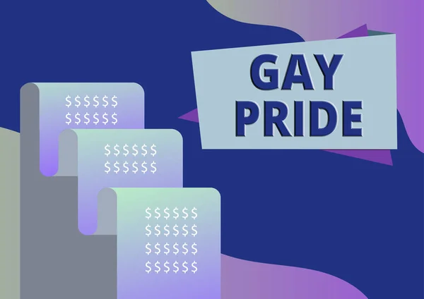 Texto Que Mostra Inspiração Orgulho Gay Ideia Negócio Dignidade Indivíduo — Fotografia de Stock