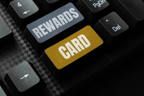 Schreiben Von Text Rewards Card Word Help Sammeln Cash Punkte — Stockfoto