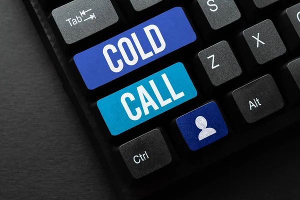 Εννοιολογική Λεζάντα Cold Call Επιχειρηματική Επισκόπηση Αυτόκλητη Κλήση Από Κάποιον — Φωτογραφία Αρχείου