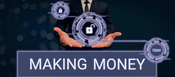 Tekst Weergeven Making Money Internet Concept Kans Geven Winst Maken — Stockfoto