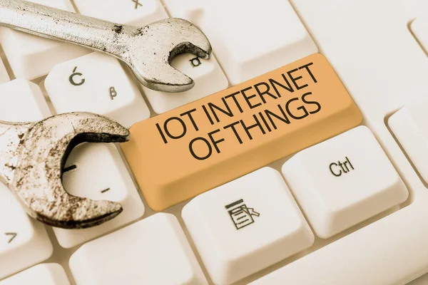 Sinal Escrita Mão Iot Internet Things Internet Concept Network Physical — Fotografia de Stock