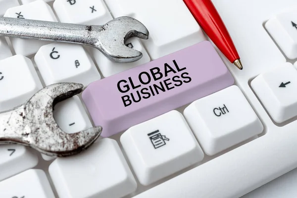 Inspiration Zeigt Zeichen Globaler Businesshandel Und Geschäftssystem Eines Unternehmens Auf — Stockfoto