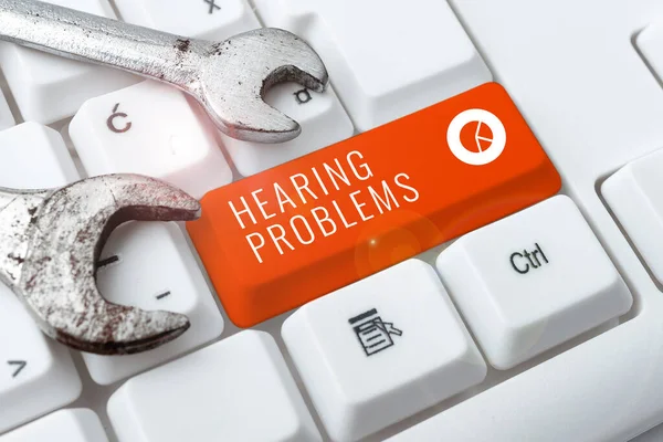 Hand Writing Sign Hearing Problemsis Partial Total Inability Listen Sounds — Stock Photo, Image
