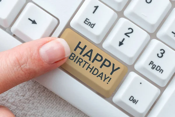 Conceptual Display Happy Birthdaythe Birth Anniversary Person Celebrated Presents Business — Stock Photo, Image