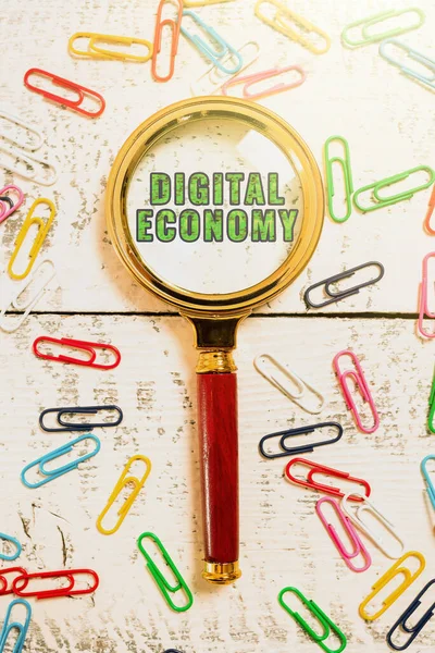 Escrita Exibindo Texto Economia Digitalrede Mundial Atividades Tecnologias Econômicas Abordagem — Fotografia de Stock