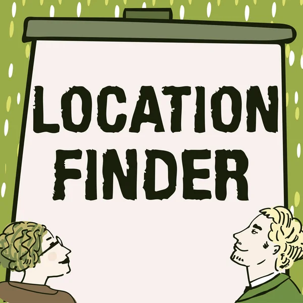 場所を表示するサインファインダー選択した場所の住所を見つけるためのサービス ビジネスコンセプト選択した場所の住所を見つけるためのサービス — ストック写真