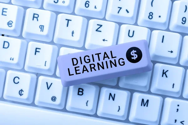 Handschrift Digital Learningvergezeld Van Technologie Instructiepraktijk Internet Concept Vergezeld Van — Stockfoto