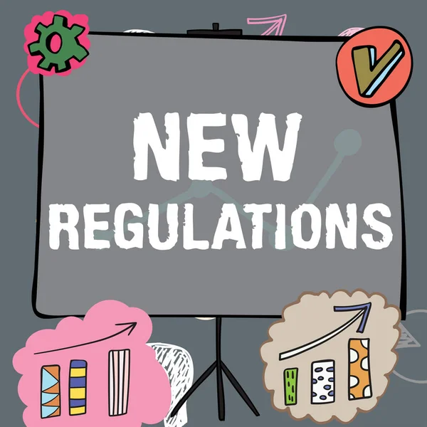 Text Tecken Som Visar Nya Förordningarförordning Som Styr Den Verksamhet — Stockfoto
