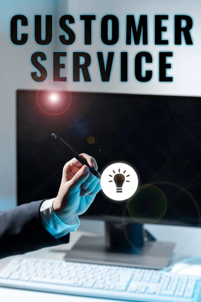 Inspiration Showing Sign Customer Serviceprocess Ensuring Client Satisfaction Product Business — Stock Photo, Image