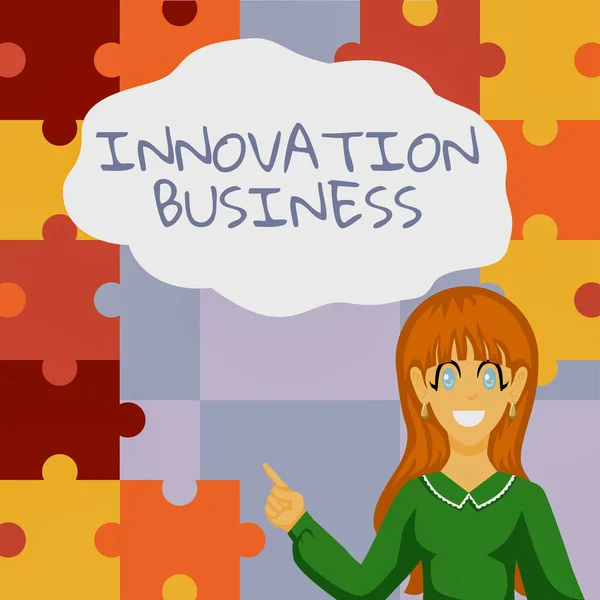 Tekstbord Met Innovatie Bedrijf Woord Geschreven Introductie Nieuwe Ideeën Workflows — Stockfoto