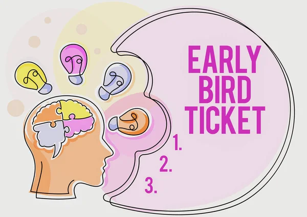 Text caption presenting Early Bird TicketBuying a ticket before it go out for sale in regular price, Business concept Buying a ticket before it go out for sale in regular price