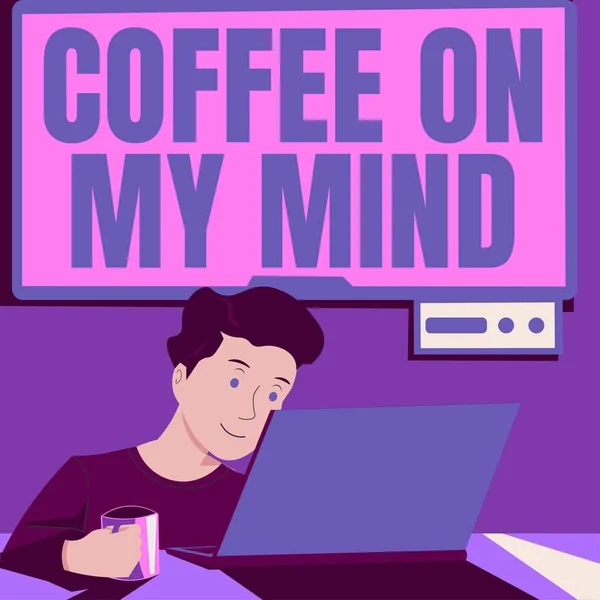 Legenda Conceitual Coffee Mindaddiction Coffee Starbucks Pensando Breaktime Conceito Negócio — Fotografia de Stock