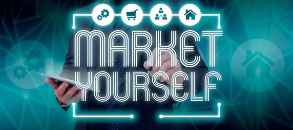 Szöveges Bemutató Inspiráció Market Yourfmaking Magát Bármilyen Feladat Projekt Életben — Stock Fotó