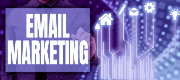 Texto Presentando Email Marketingenviar Mensaje Comercial Grupo Personas Usando Correo — Foto de Stock
