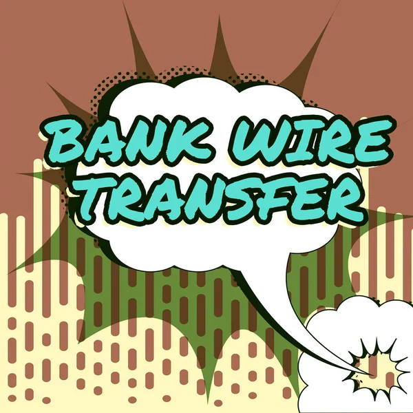 Концептуальний Підпис Bank Wire Transferelectronic Transferelectronic Transfer Гроші Через Банк — стокове фото