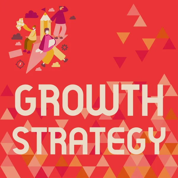 Legenda Conceitual Estratégia Crescimentoestratégia Destinada Ganhar Maior Participação Mercado Curto — Fotografia de Stock