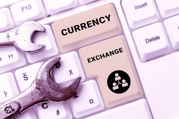 Scrivere Testo Cambio Valutaprocesso Cambiamento Una Valuta Altro Forex Parola — Foto Stock
