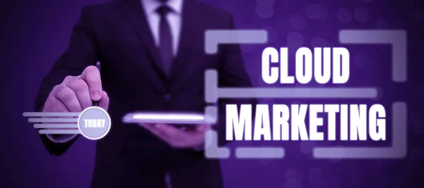 Handskrift Text Cloud Marketingprocessen För Organisation Att Marknadsföra Sina Tjänster — Stockfoto