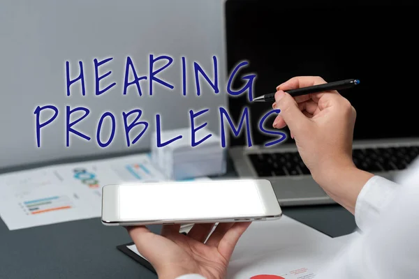 Sign Displaying Hearing Problemsis Partial Total Inability Listen Sounds Normally — Stock Photo, Image