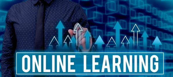 Textový Nápis Zobrazující Online Learninglarning Pomocí Internetu Počítače Obchodní Koncept — Stock fotografie