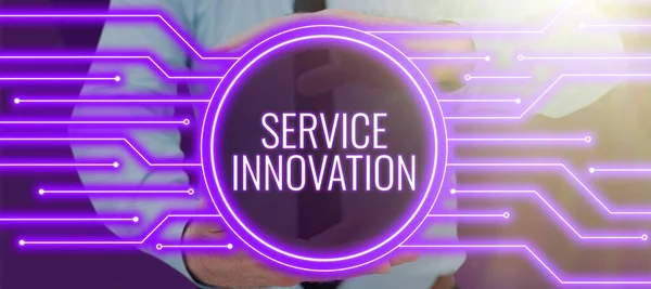 Text Tecken Som Visar Service Innovationimproved Product Line Services Introducera — Stockfoto