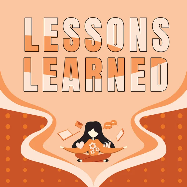 Texto Que Muestra Inspiración Lecciones Aprendidaspromover Compartir Utilizar Conocimientos Derivados — Foto de Stock