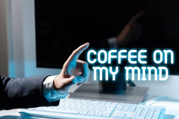 Bildunterschrift Coffee Mindaddiction Coffee Starbucks Denkt Pause Word Writed Addiction — Stockfoto