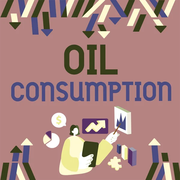 Exibição Conceitual Consumo Petróleo Esta Entrada Óleo Total Consumido Barris — Fotografia de Stock