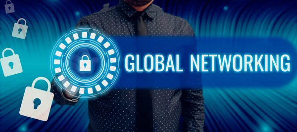 Handschrift Zeichen Global Networkingcommunication Netzwerk Das Die Gesamte Erde Wan — Stockfoto