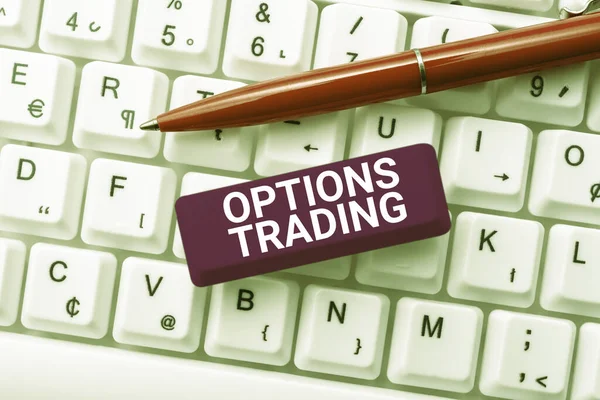 Text Caption Presenting Options Tradingdifferent Options Make Goods Services Spread — Stock Photo, Image