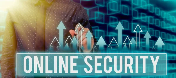 Koncepcionális Felirat Online Biztonsági Szabályok Internetes Támadások Elleni Védelemre Üzleti — Stock Fotó