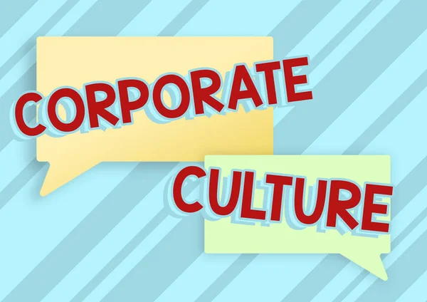 Writing displaying text Corporate CultureBeliefs and ideas that a company has Shared values, Word for Beliefs and ideas that a company has Shared values