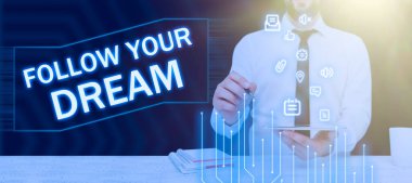 İlham verici işaretler hedeflerinizi takip edin. Olmak istediğiniz hayatı yaşayın, İnternet Konsepti. Hedeflerinizi takip edin.