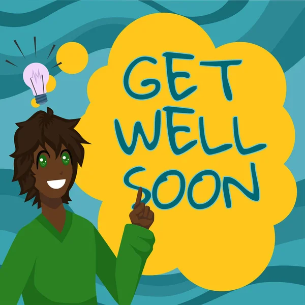 Text sign showing Get Well Soon, Word Written on Wishing you have better health than now Greetings good wishes