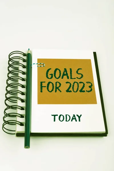 Sign Displaying Goals 2023A Következő Dolgokat Szeretné Hogy Elérni 2023 — Stock Fotó