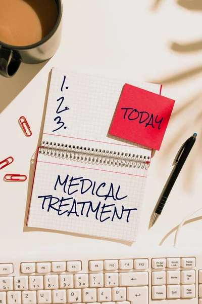 Escrevendo Exibindo Texto Tratamentos Médicosgestão Cuidado Paciente Para Combater Doença — Fotografia de Stock