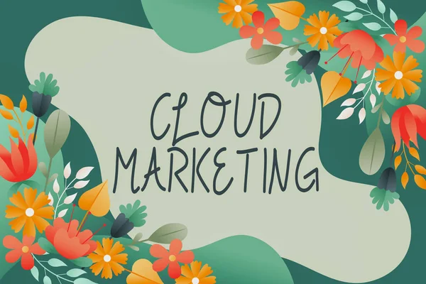 Logga Som Visar Cloud Marketingprocessen För Organisation Att Marknadsföra Sina — Stockfoto