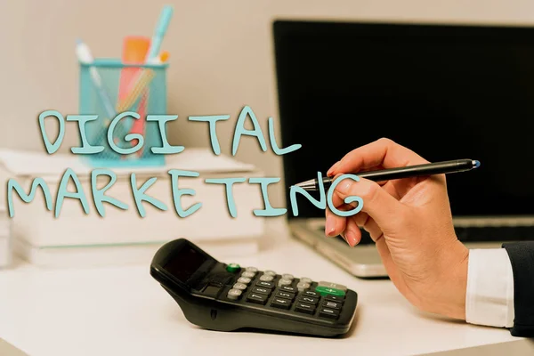 Segno Scrittura Mano Digital Marketingsearch Engine Optimazation Pay Click Internet — Foto Stock