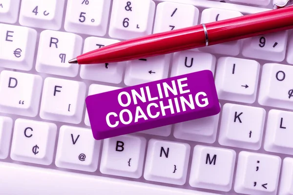 Escrevendo Exibindo Texto Online Coachinglearning Line Internet Com Ajuda Treinador — Fotografia de Stock