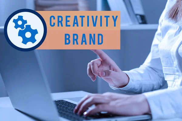 Text Bildtext Presenterar Kreativitet Branddesign Namn Eller Funktion Som Skiljer — Stockfoto