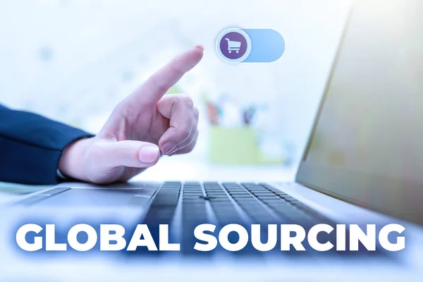 Segno Scrittura Mano Global Sourcingpratica Approvvigionamento Dal Mercato Globale Dei — Foto Stock