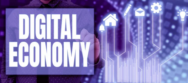 Inspiration Showing Sign Digital Economyworldwide Network Economic Activities Technologies Business — Stock Photo, Image