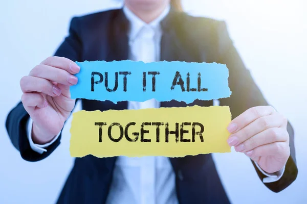 디스플레이 Put All Together Business Idea Join Collecely Unified Integrated — 스톡 사진