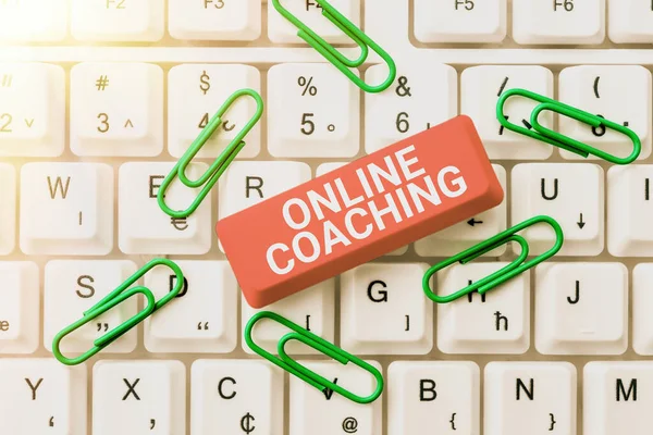 Text Tecken Som Visar Online Coachinglearning Från Nätet Och Internet — Stockfoto