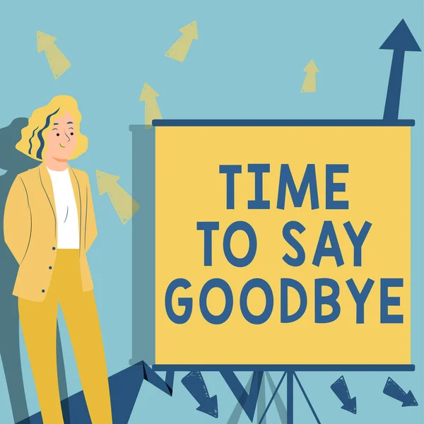 Szöveges Felirat Amely Bemutatja Búcsúzás Idejét Üzleti Bemutató Búcsúzás Viszlát — Stock Fotó