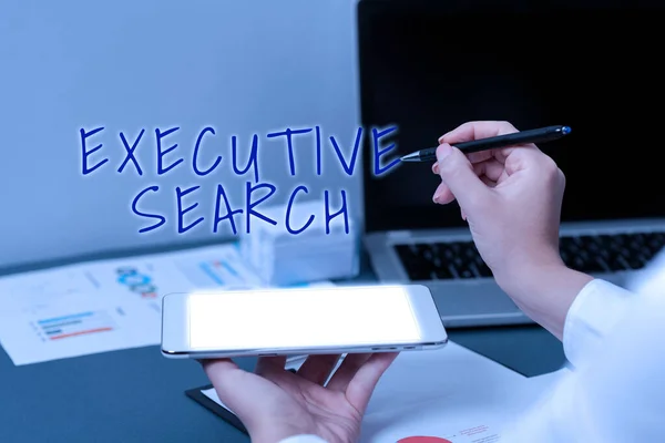 Teken Weergeven Executive Searchrecruitment Service Organisaties Betalen Kandidaten Zoeken Woord — Stockfoto