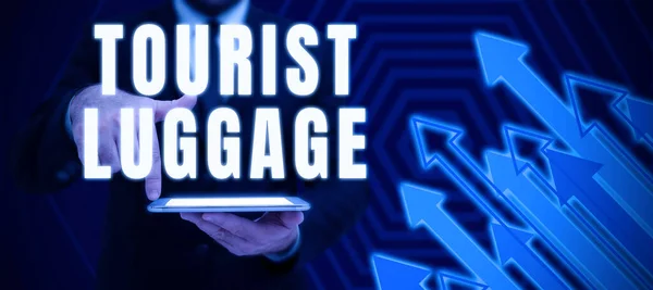 Handskrift Text Turist Luggagebig Väska Som Innehåller Allt Man Behöver — Stockfoto